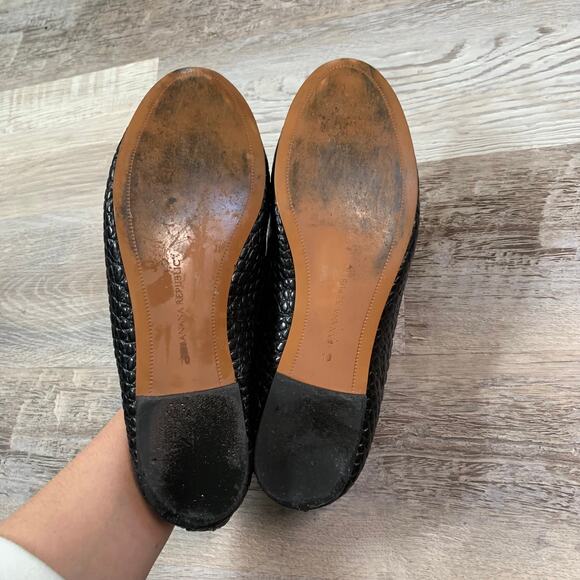 Banana Republic Loafers Black Croc Embossed Leather Flats Womens 10 - Picture 6 of 8